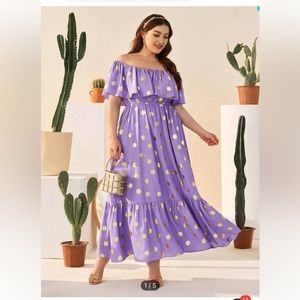NWOT Purple dress with gold dots
